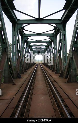 A railway bridge in Komárany, Slovakia. Stock Photo