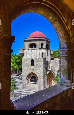 Monastery of Filerimos on Acropolis of Ialyssos, Rhodes island, Greece. Stock Photo