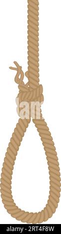 Rope hanging loop. Tied knot, natural decorative cotton rope cartoon vector illustration Stock Vector