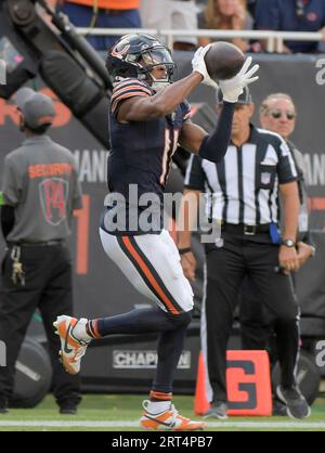 Chicago Bears wide receiver Darnell Mooney (11) runs a route during an NFL  preseason football game