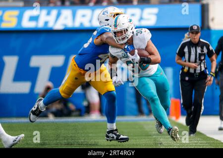 Los Angeles Chargers linebacker Tuli Tuipulotu (45) runs during an NFL  preseason football game against the New Orleans Saints, Sunday, Aug. 20,  2023, in Inglewood, Calif. (AP Photo/Kyusung Gong Stock Photo - Alamy