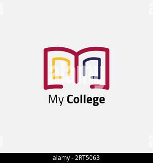 Educational logo with shapes like books and letters. Stock Vector