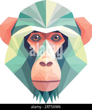 Geometric Monkey Head icon isolated Stock Vector