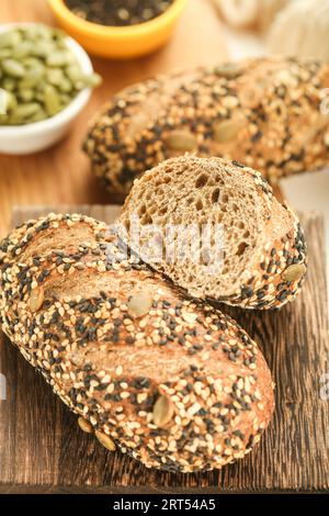 Vintage bread photo, original raw wheat bread, hi res photo Stock Photo