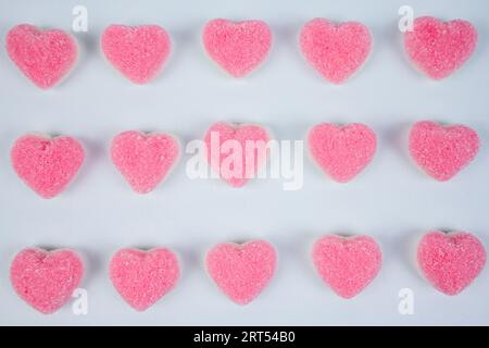 heart shaped sugar candy on white background Stock Photo