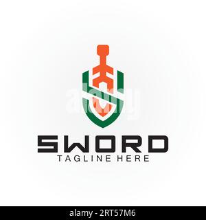 Letter S sword and shield logo design Stock Vector