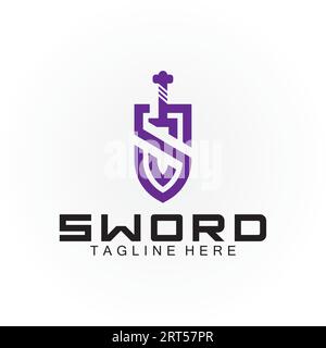 Letter S sword and shield logo design Stock Vector