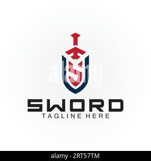 Letter S sword and shield logo design Stock Vector