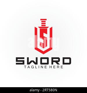Letter S sword and shield logo design Stock Vector