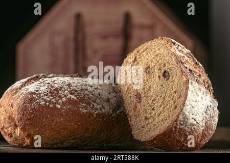 Vintage bread photo, original raw wheat bread, hi res photo Stock Photo