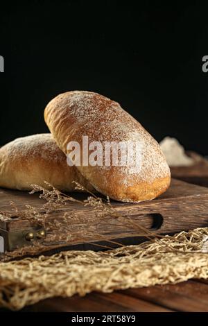 Vintage bread photo, original raw wheat bread, hi res photo Stock Photo