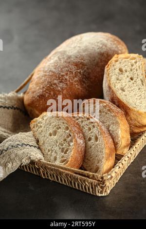 Vintage bread photo, original raw wheat bread, hi res photo Stock Photo