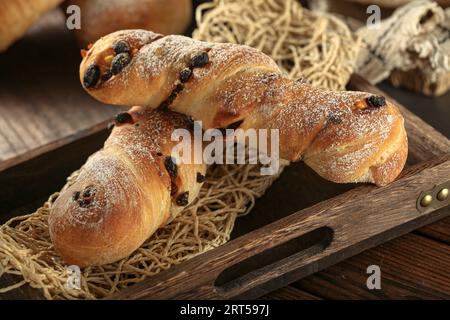 Vintage bread photo, original raw wheat bread, hi res photo Stock Photo