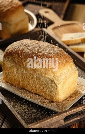 Vintage bread photo, original raw wheat bread, hi res photo Stock Photo