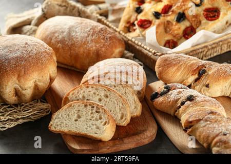 Vintage bread photo, original raw wheat bread, hi res photo Stock Photo