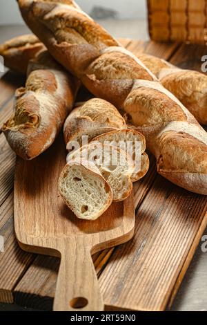 Vintage bread photo, original raw wheat bread, hi res photo Stock Photo