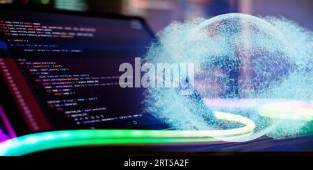 Developer working on web sites codes in office. Stock Photo