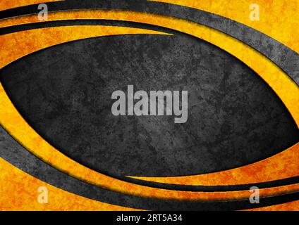 Contrast orange and dark grey curved waves pattern. Abstract grunge wavy graphic design. Old wall concrete texture. Vector corporate background Stock Vector