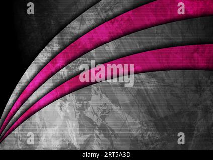 Grunge wavy corporate contrast pink and dark grey texture background. Vector abstract illustration Stock Vector