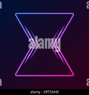 Blue and purple neon geometric polygonal logo design. Abstract retro vector background Stock Vector