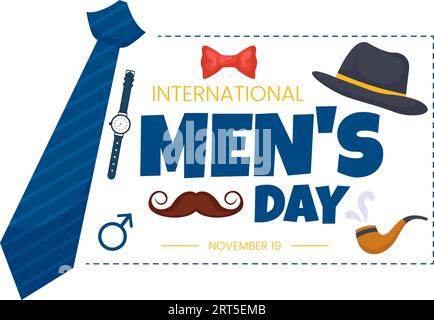 International Men's Day Vector Illustration on November 19 with Men Equipment for Positive Value Their Families in Flat Cartoon Background Design Stock Vector