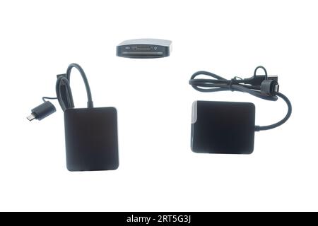 USB with USB-C adapter card reader isolated on white background Stock Photo