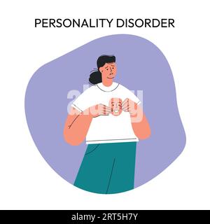 Mental disorder problems, personality disorders. sad woman with happy mask. Stock Vector