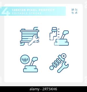 Editable pixel perfect car repair and service icons set Stock Vector
