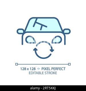 2D customizable thin linear blue car headlight icon Stock Vector