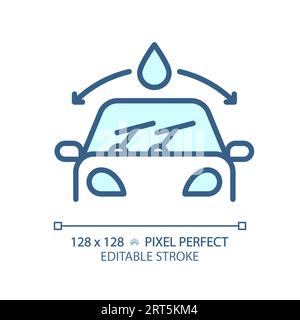 2D customizable thin linear blue car windshield icon Stock Vector