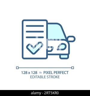 2D customizable thin linear blue car insurance icon Stock Vector