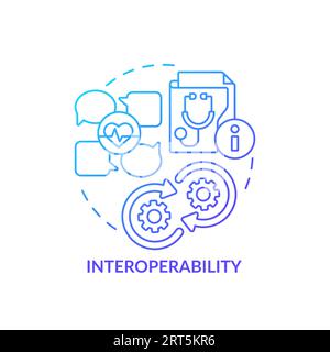 Blue linear gradient icon interoperability concept Stock Vector