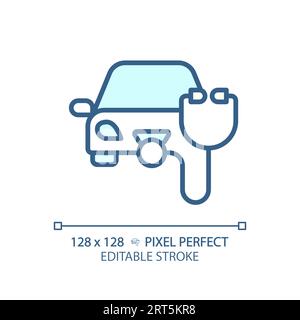 2D customizable thin linear blue car health icon Stock Vector