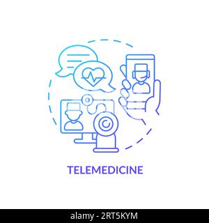 Blue linear gradient icon telemedicine concept Stock Vector