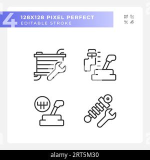 Editable pixel perfect car repair and service icons set Stock Vector