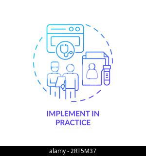 Blue linear gradient icon implement in practice concept Stock Vector