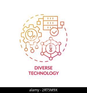 Red linear gradient icon diverse technology concept Stock Vector