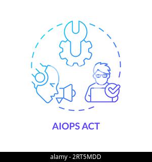 2D thin linear gradient AI ops act icon Stock Vector