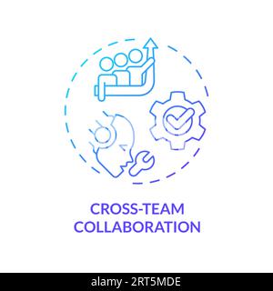 2D thin linear gradient cross-team collaboration icon Stock Vector