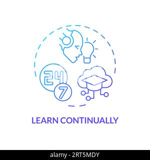 2D thin linear gradient learn continually icon Stock Vector