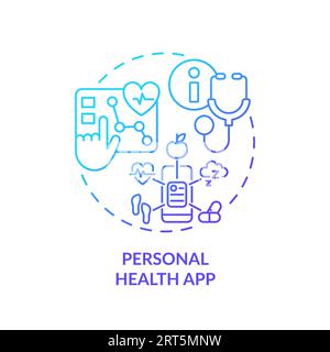 Blue linear gradient icon personal health app concept Stock Vector