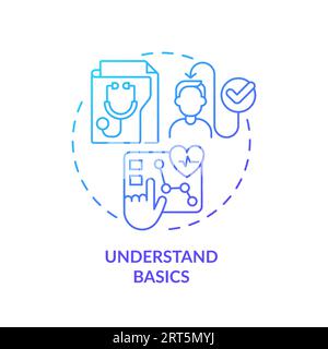 Blue linear gradient icon understand basics concept Stock Vector