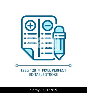 2D thin line blue positive and negative points icon Stock Vector