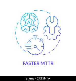 2D thin linear gradient faster MTTR icon Stock Vector