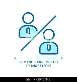 2D customizable thin line blue people comparison icon Stock Vector