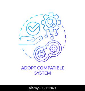 Blue linear gradient icon adopt compatible systems concept Stock Vector