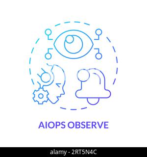 2D thin linear gradient AI ops observe icon Stock Vector