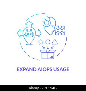 2D thin linear gradient expand AI ops usage icon Stock Vector