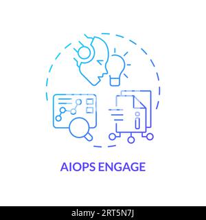 2D thin linear gradient AI ops engage icon Stock Vector