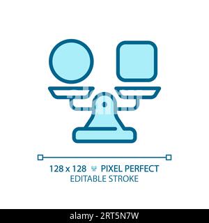 2D customizable thin line blue shapes on weight scale icon Stock Vector